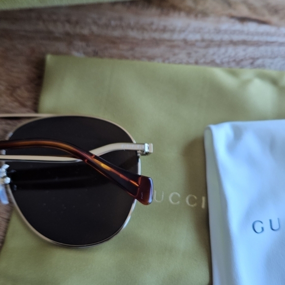 GUCCI Men's 61mm aviator sunglasses Gg0969s Brown Gold Authentic New - Picture 14 of 14